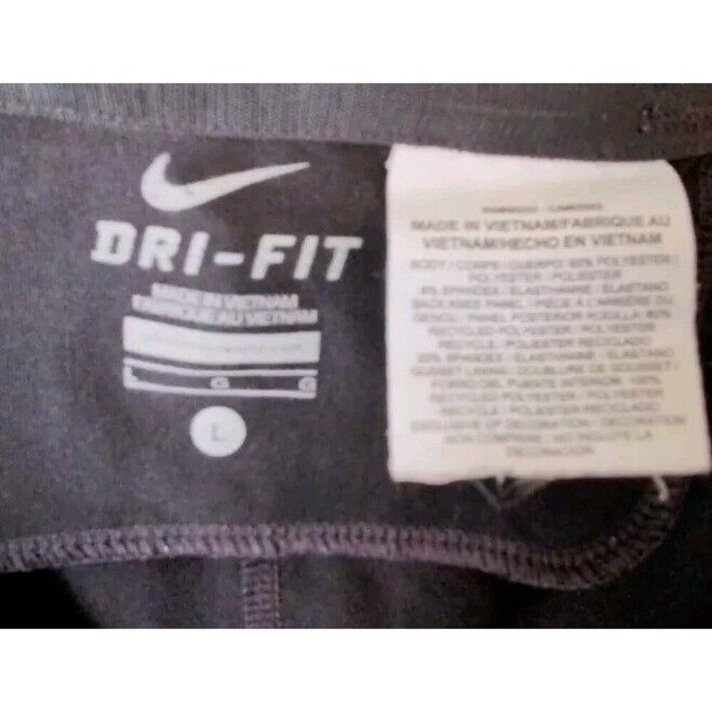 NIKE DRI FIT Running Capri Crop Black Athletic Running Pants Pocket Size Large - Picture 7 of 7
